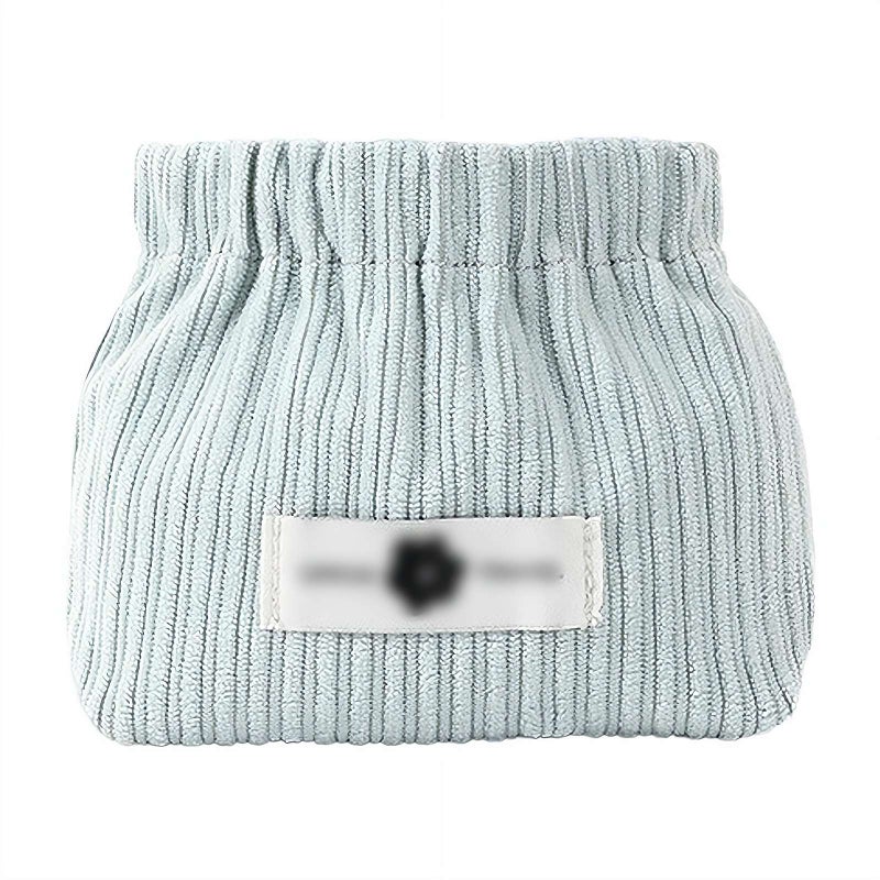 Corduroy Elastic Storage Bag, Mini Travel Cosmetic Bag, Portable Makeup StorageBag Hair Tie Organizer Storage Clutch, Cute Hair Clips Jewelry Organizer for Women (Blue 1pcs-C) - Image 1